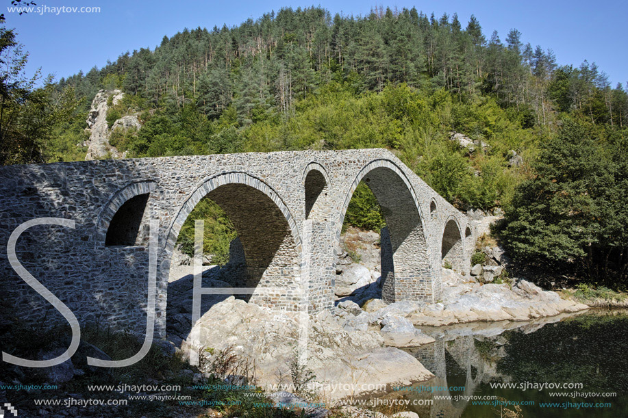Amazing view of Devil Bridge near Ardino town, Kardzhali Region, Bulgaria