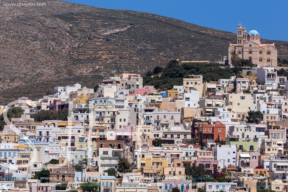 Amazing Panorama to town of Ermopoli, Syros, Cyclades Islands, Greece