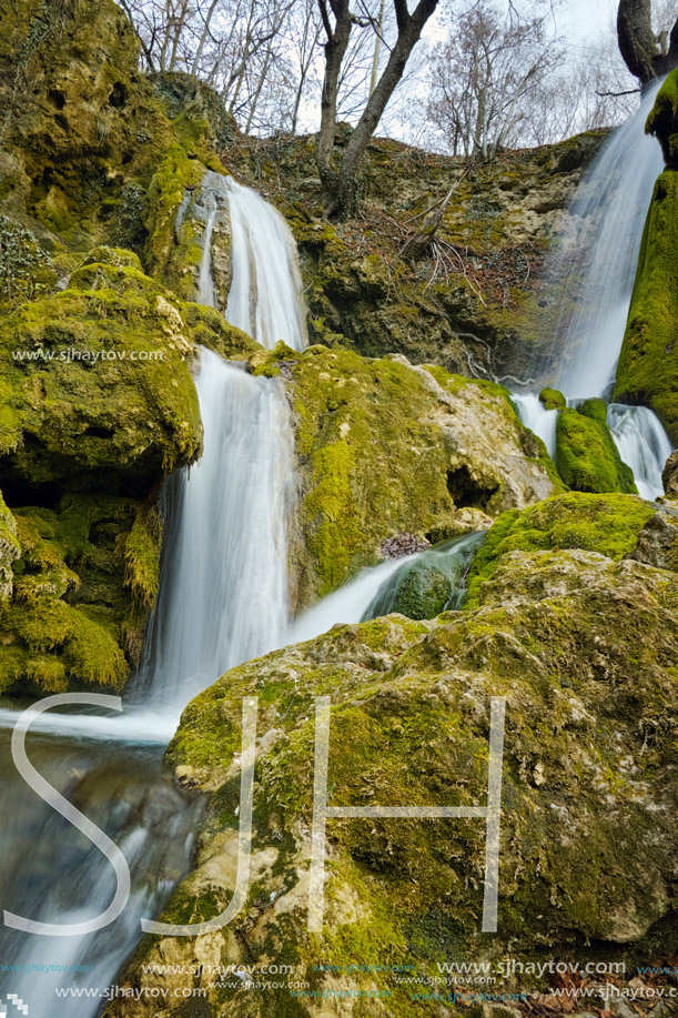 Beautiful view of Bachkovo waterfalls cascade in Rhodopes Mountain, Plovdiv region, Bulgaria