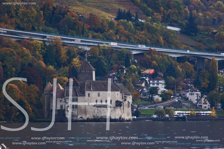 embankment of Montreux and Alps, canton of Vaud, Switzerland