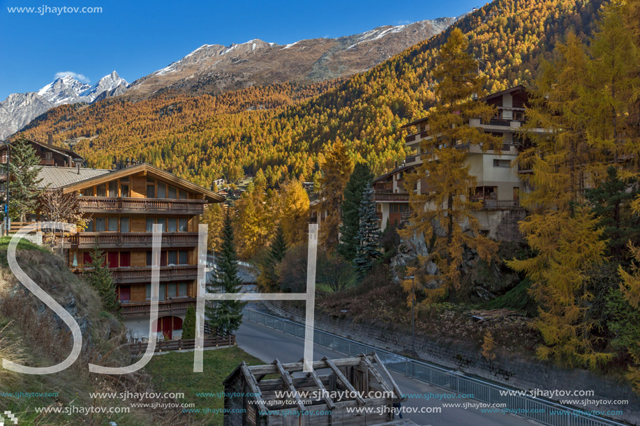 Panoramic view to Zermatt Resort, Canton of Valais, Switzerland