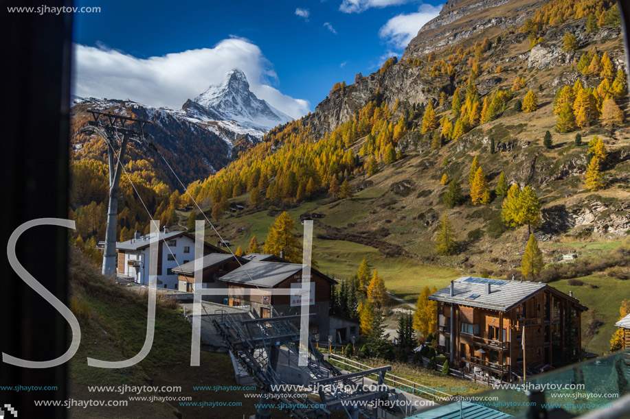 Amazing Autumn Landscape of Mount Matterhorn, Canton of Valais, Switzerland