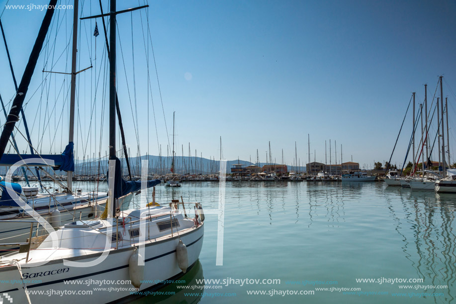 LEFKADA TOWN, GREECE JULY 17, 2014: yacht harbor at Lefkada town, Ionian Islands, Greece