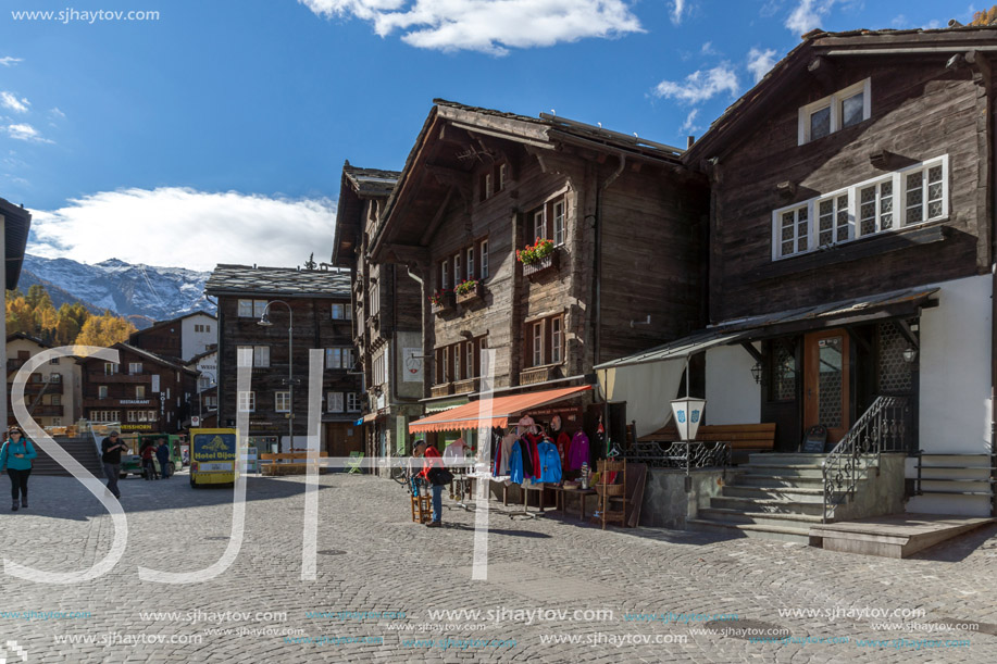 ZERMATT, SWITZERLAND - OCTOBER 27, 2015: Amazing view of Zermatt Resort, Canton of Valais, Switzerland