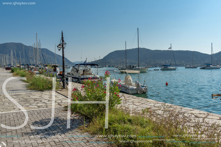 NYDRI, LEFKADA, GREECE - JULY 17: Boats at Port of Nydri Bay, Lefkada, Ionian Islands, Greece