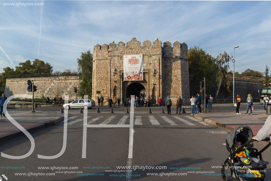 NIS, SERBIA- OCTOBER 21, 2017: Sunset view of entrance of Fortress of city of Nis, Serbia