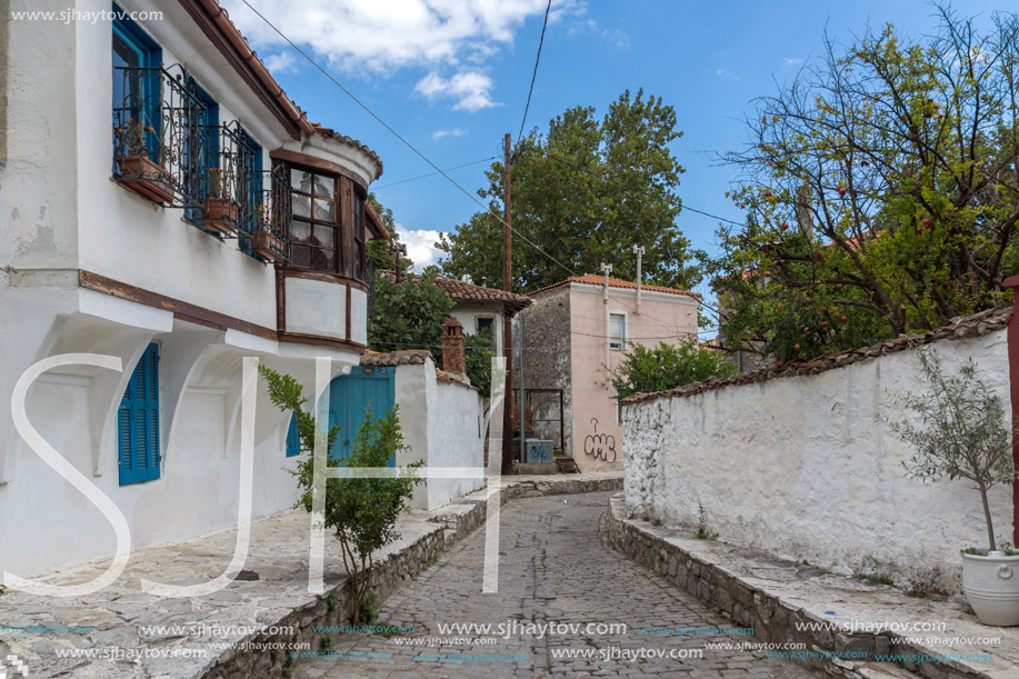 XANTHI, GREECE - SEPTEMBER 23, 2017: Street and old houses in old town of Xanthi, East Macedonia and Thrace, Greece