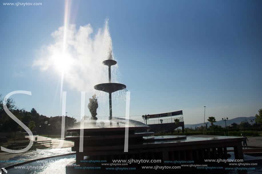 SAPAREVA BANYA, BULGARIA- AUGUST 13, 2013: The geyser with hot water in Spa Resort of Sapareva Banya, Bulgaria