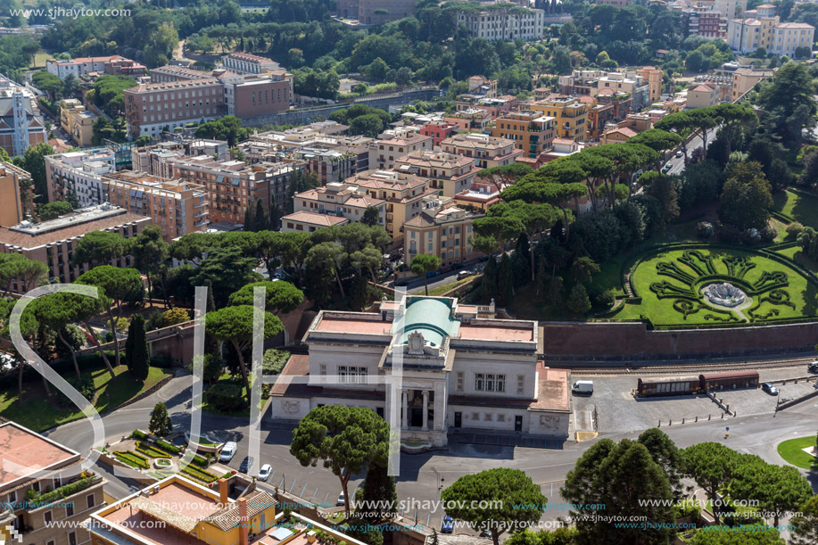 Amazing panoramic view to Vatican and city of Rome from dome of St. Peter"s Basilica, Italy