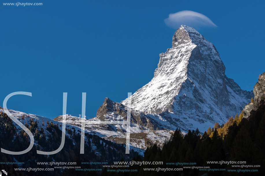 Amazing view of mount Matterhorn from Zermatt, Alps, Switzerland