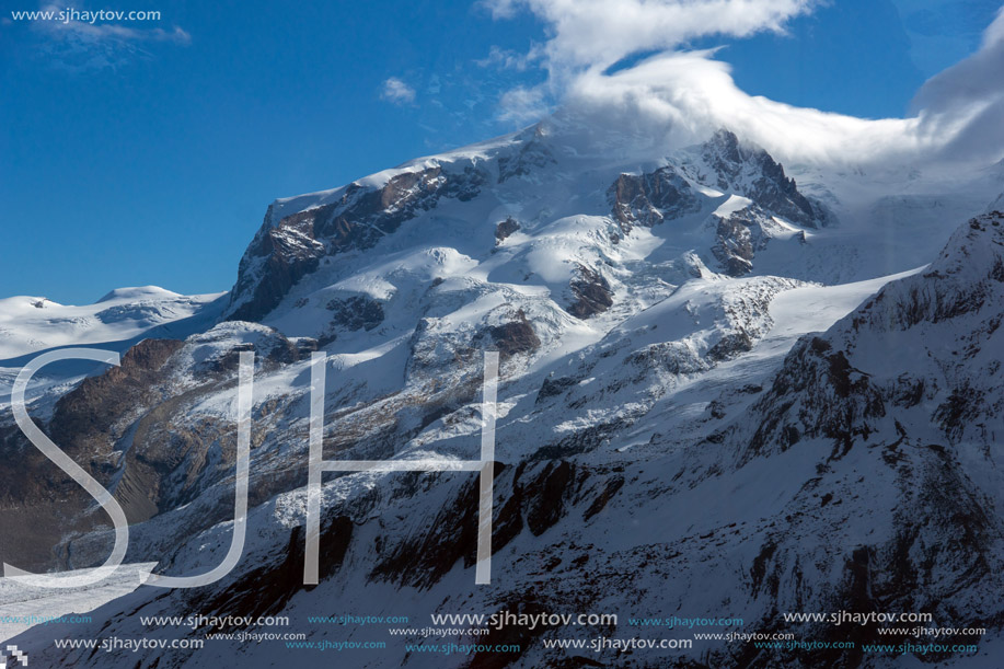 Amazing winter view of Alps from Matterhorn Glacier Paradise, Switzerland