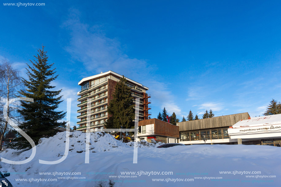 PAMPOROVO, BULGARIA - JANUARY 20, 2013: Winter view of Ski resort Pamporovo in Rhodope, Mountains, Smolyan Region, Bulgaria