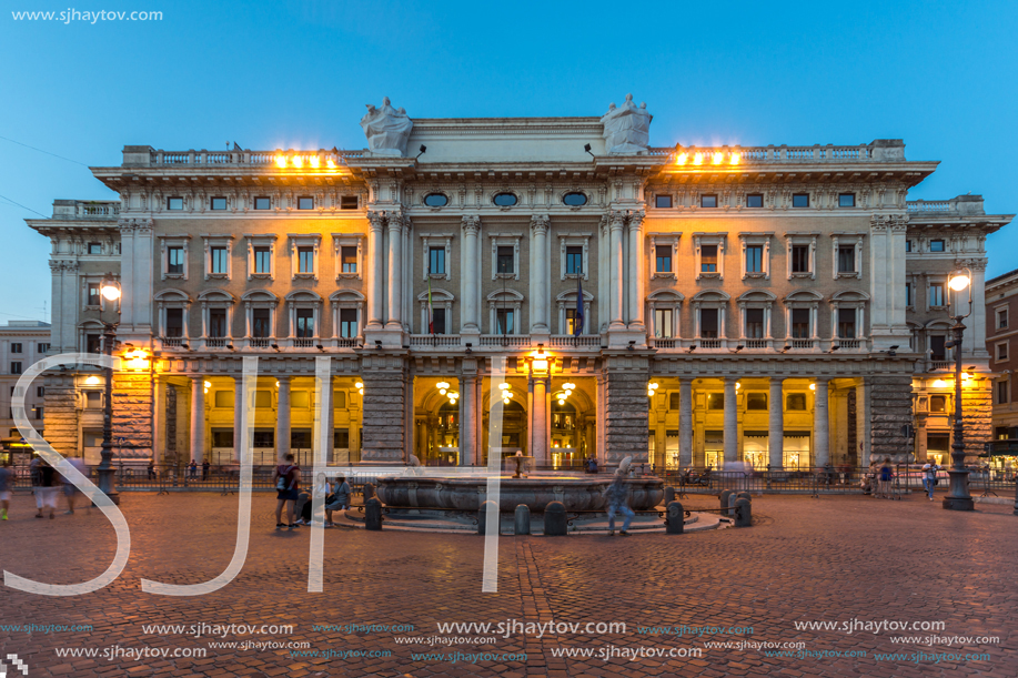 ROME, ITALY - JUNE 23, 2017: Amazing Sunset view of Piazza Colonna  in city of Rome, Italy