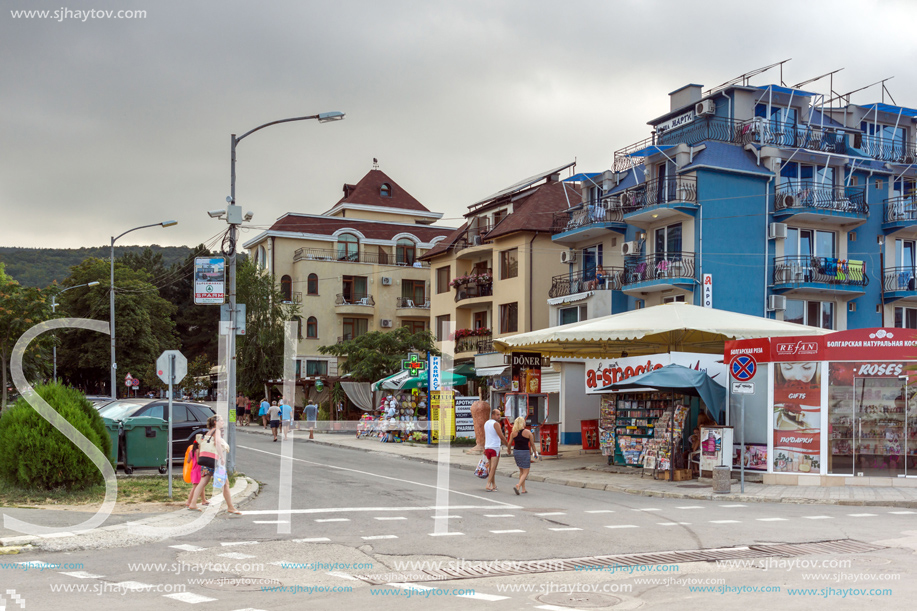 OBZOR, BULGARIA - JULY 26, 2014: Typical street in resort of Obzor, Burgas region, Bulgaria