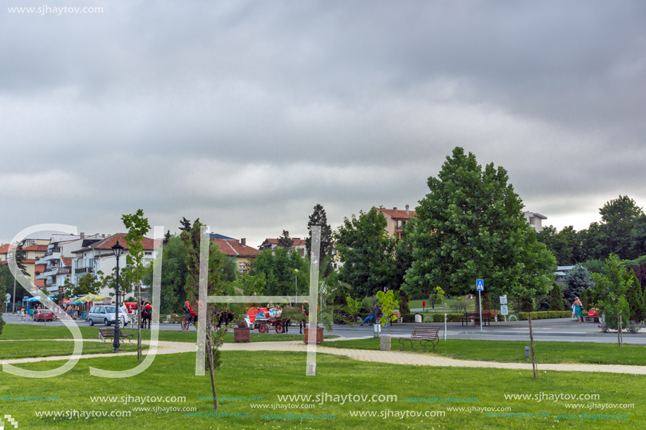 OBZOR, BULGARIA - JULY 26, 2014: Park at the embankment of resort of Obzor, Burgas region, Bulgaria
