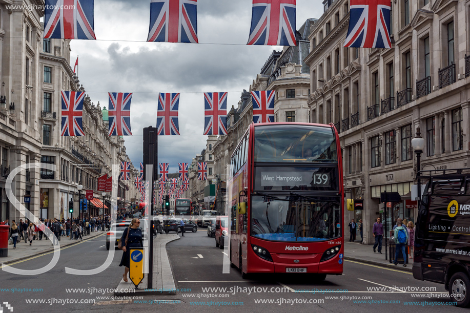 LONDON, ENGLAND - JUNE 16 2016: Clouds over Regent Street, City of London, England, Great Britain