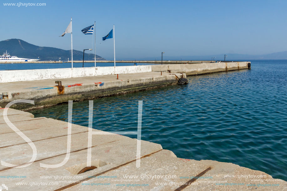 THASSOS, GREECE - APRIL 5, 2016:  Embankment of  Thassos town, East Macedonia and Thrace, Greece