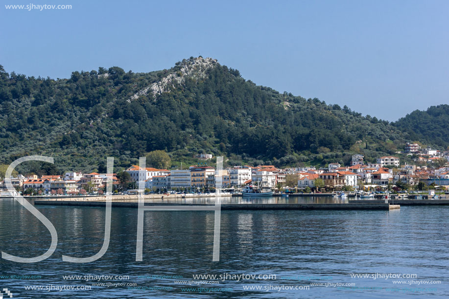 THASSOS, GREECE - APRIL 5, 2016:  Panoramic view of Thassos town, East Macedonia and Thrace, Greece