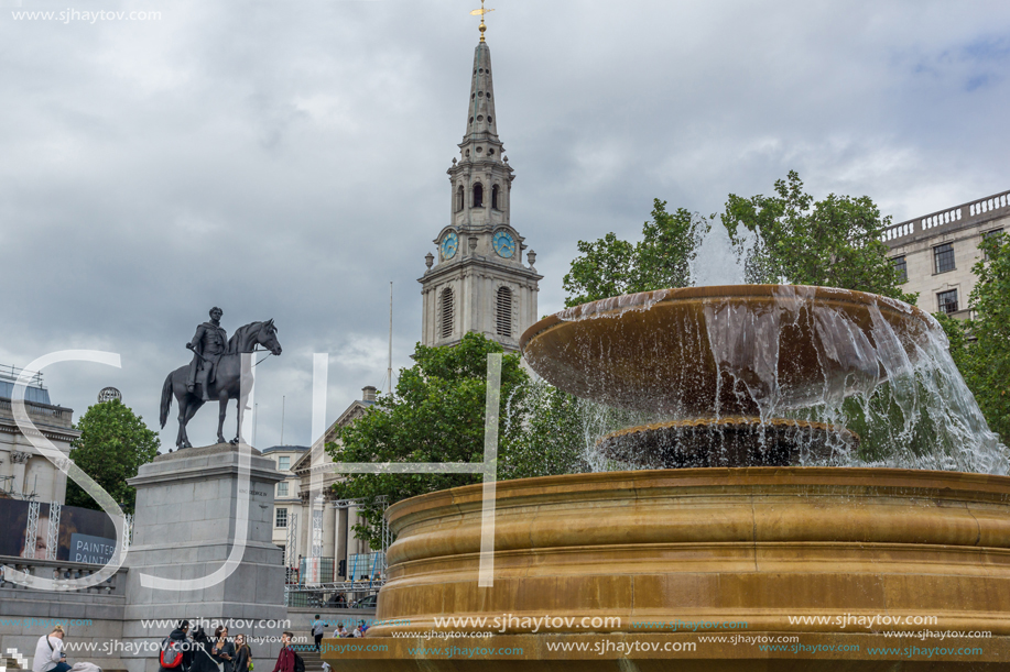 LONDON, ENGLAND - JUNE 16 2016: Trafalgar Square, City of London, England, Great Britain