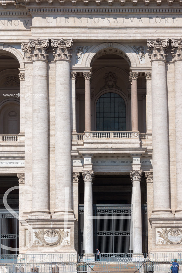 ROME, ITALY - JUNE 25, 2017: Architectural detail of Basilica of San Giovanni in Laterano (Basilica di San Giovanni in Laterano) in city of Rome, Italy