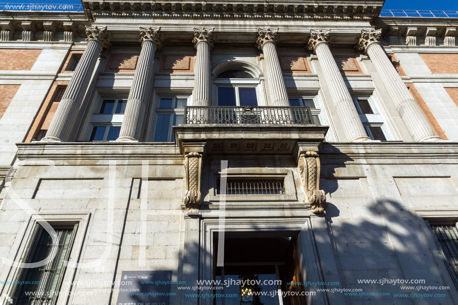 MADRID, SPAIN - JANUARY 22, 2018: Facade of Museum of the Prado in City of Madrid, Spain