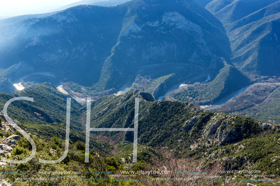 Landscape of Nestos River Gorge near town of Xanthi, East Macedonia and Thrace, Greece