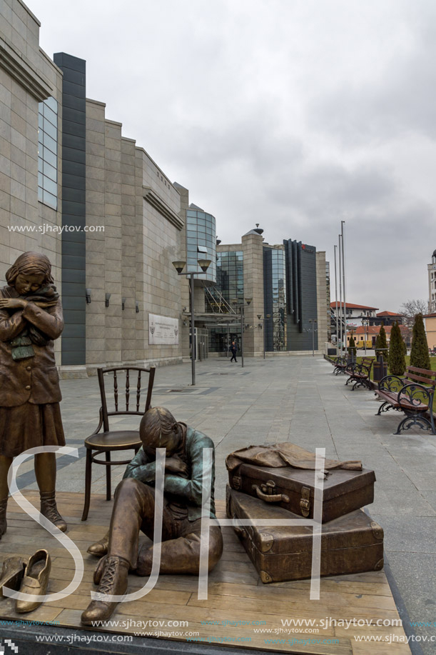 SKOPJE, REPUBLIC OF MACEDONIA - FEBRUARY 24, 2018: Holocaust Museum in city of  Skopje, Republic of Macedonia