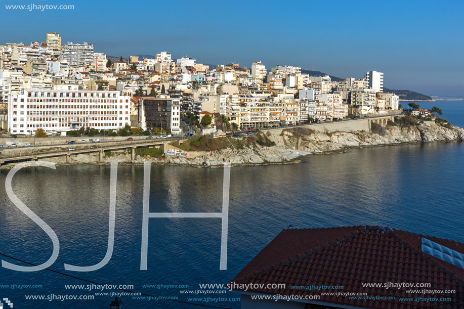 KAVALA, GREECE - DECEMBER 27, 2015: Panoramic view to city of Kavala, East Macedonia and Thrace, Greece