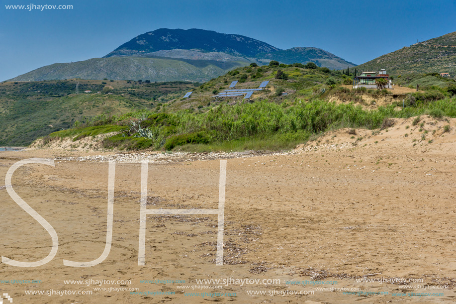 Panorama of Kaminia beach in Kefalonia, Ionian Islands, Greece