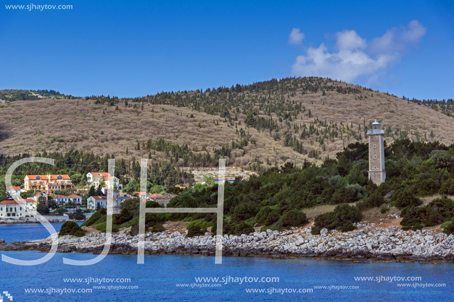 FISKARDO, KEFALONIA, GREECE - MAY 25, 2015: Panoramic view of Fiskardo village, Kefalonia, Ionian islands, Greece