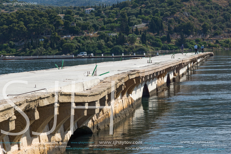ARGOSTOLI, KEFALONIA, GREECE - MAY 26, 2015: Panorama of Embankment of town of Argostoli, Kefalonia, Ionian islands, Greece