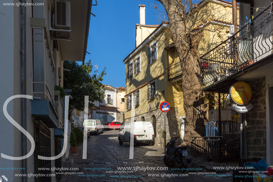 XANTHI, GREECE - DECEMBER 28, 2015: Street and old houses in old town of Xanthi, East Macedonia and Thrace, Greece
