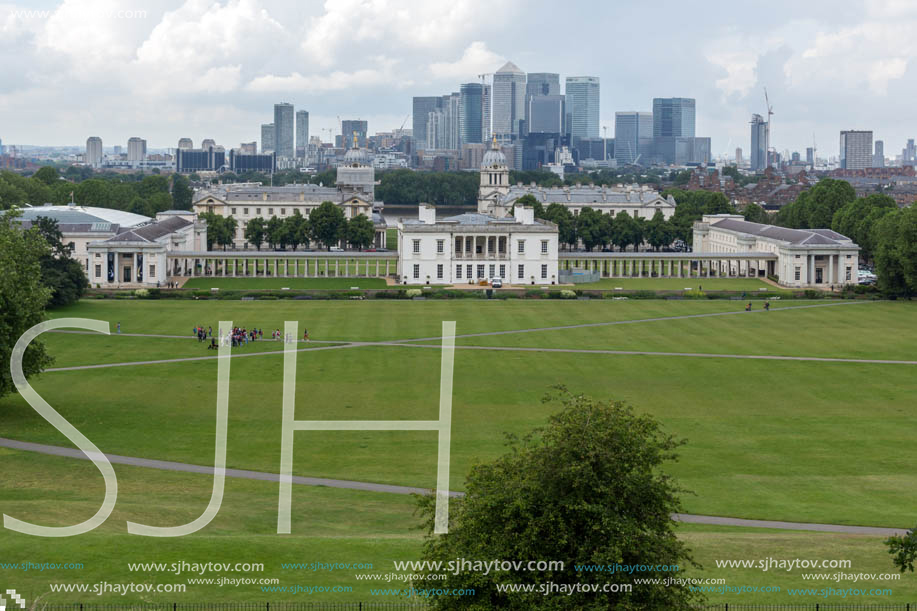 LONDON, ENGLAND - JUNE 17, 2016: Amazing Panorama from Greenwich, London, England, United Kingdom
