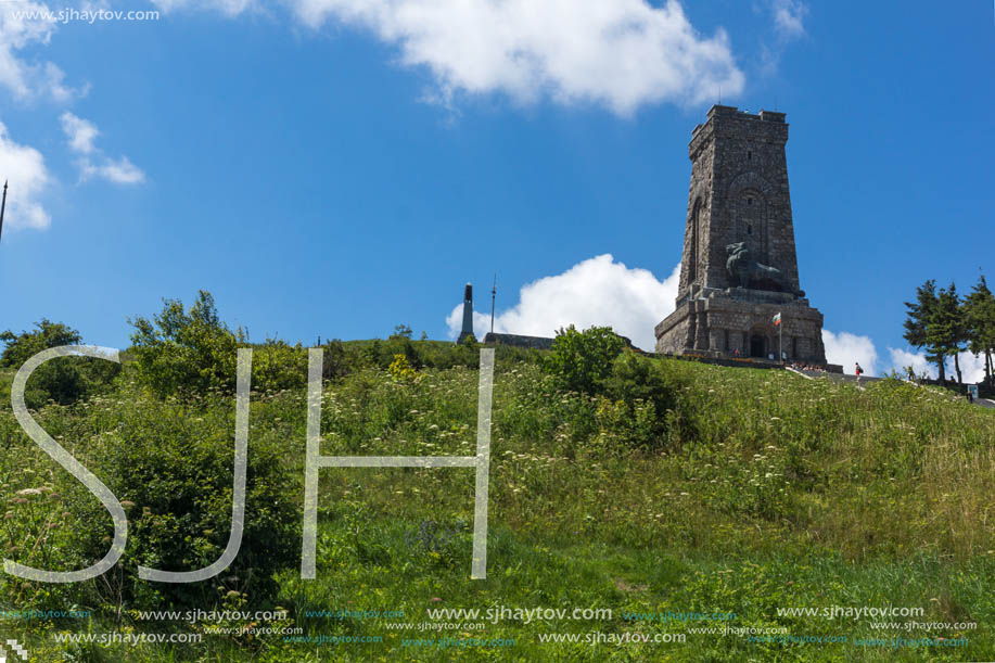 SHIPKA, BULGARIA - JULY 6, 2018:  Summer view of Monument to Liberty Shipka, Stara Zagora Region, Bulgaria