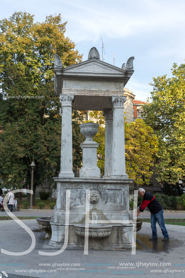 NIS, SERBIA- OCTOBER 21, 2017: Chair fountain at central street of City of Nis, Serbia