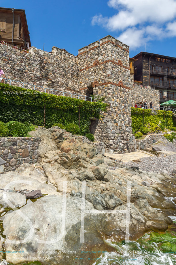 SOZOPOL, BULGARIA - JULY 16. 2016: Amazing Panorama with ancient fortifications and old houses at old town of Sozopol, Burgas Region, Bulgaria
