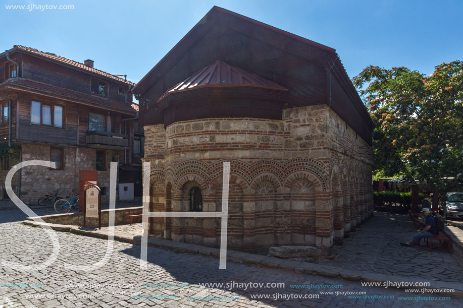 NESSEBAR, BULGARIA - AUGUST 12, 2018: Ruins of Ancient Church of Saint Paraskeva in the town of Nessebar, Burgas Region, Bulgaria