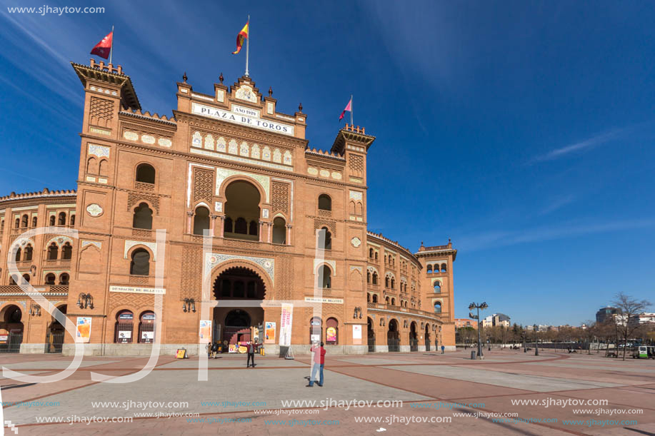 MADRID, SPAIN - JANUARY 24, 2018:  Las Ventas Bullring (Plaza de Toros de Las Ventas) situated at Plaza de torros in City of Madrid, Spain