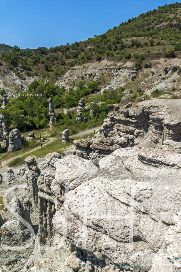 Rock formation The Stone Dolls of Kuklica near town of Kratovo, Republic of Macedonia
