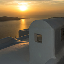 Sunset Landscape, Town of Imerovigli, Santorini, Thira, Cyclades