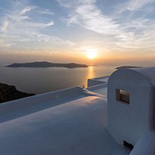 Sunset Landscape, Town of Imerovigli, Santorini, Thira, Cyclades