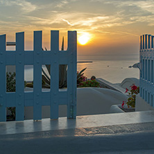 Sunset Landscape, Town of Imerovigli, Santorini, Thira, Cyclades