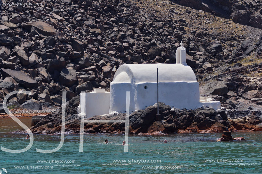 Church to hot volcanic springs,  Santorini, Thira Island,  Cyclades Islands