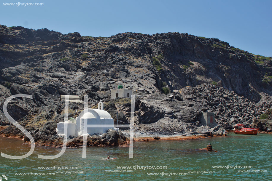 Church to hot volcanic springs,  Santorini, Thira Island,  Cyclades Islands