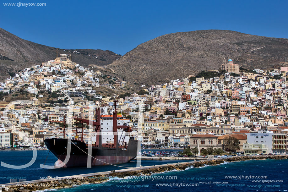 Landscape of Ermoupoli town, Syros, Cyclades Islands