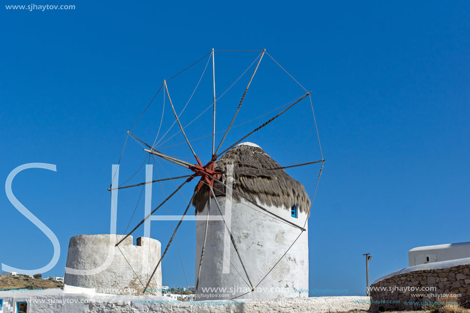 White windmill on the island of Mykonos, Cyclades Islands