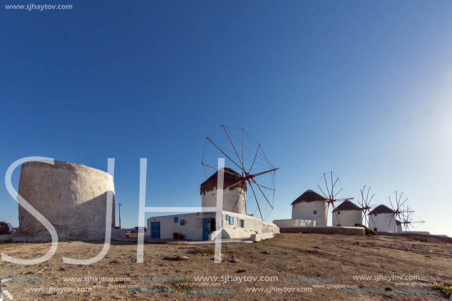 White windmill on the island of Mykonos, Cyclades Islands