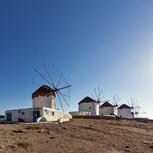White windmill on the island of Mykonos, Cyclades Islands