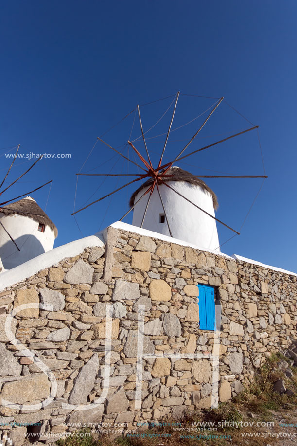 White windmill on the island of Mykonos, Cyclades Islands