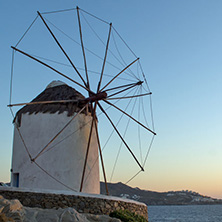 Sunset at White windmill on the island of Mykonos, Cyclades Islands